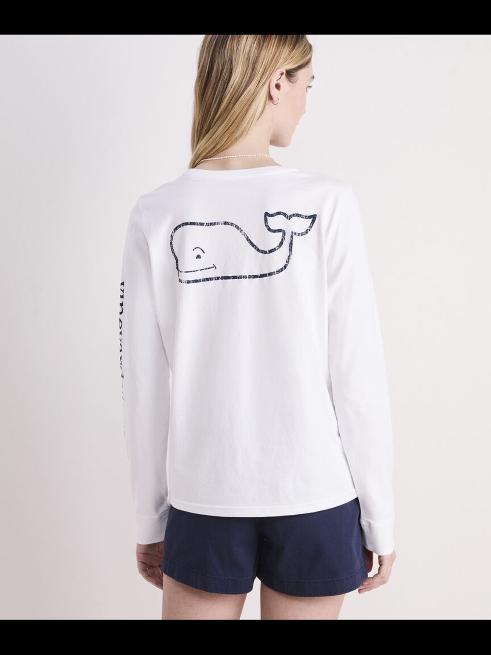 Vineyard Vines Cream Long-Sleeve Whale Graphic Tee